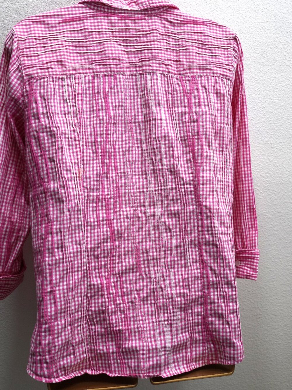 Coldwater Creek Pink White Gingham Blouse size XL - Picture 5 of 5